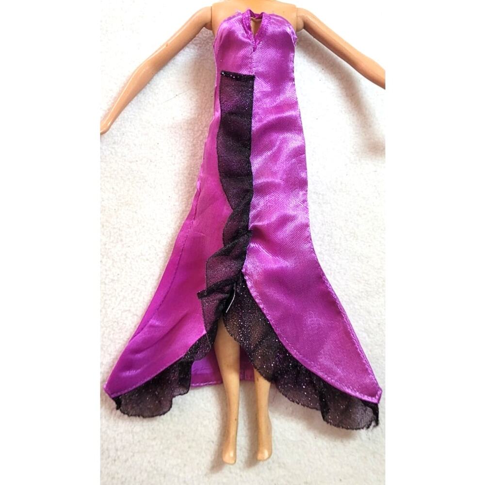 Barbie Clone 11.5" Doll Size Magenta Sleeveless Ruffles Gown 1:6 Scale